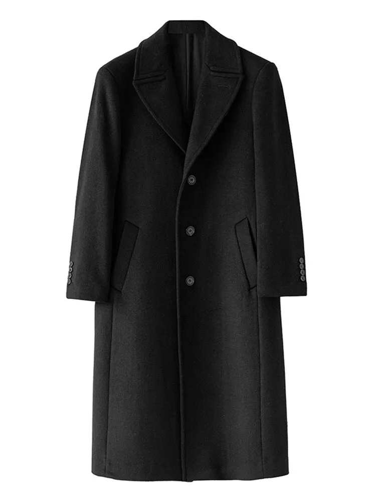 Bonsir Autumn Winter Long Warm Black Trench Coat Men Single Breasted Luxury Wool Blends Overcoat High Quality Clothing