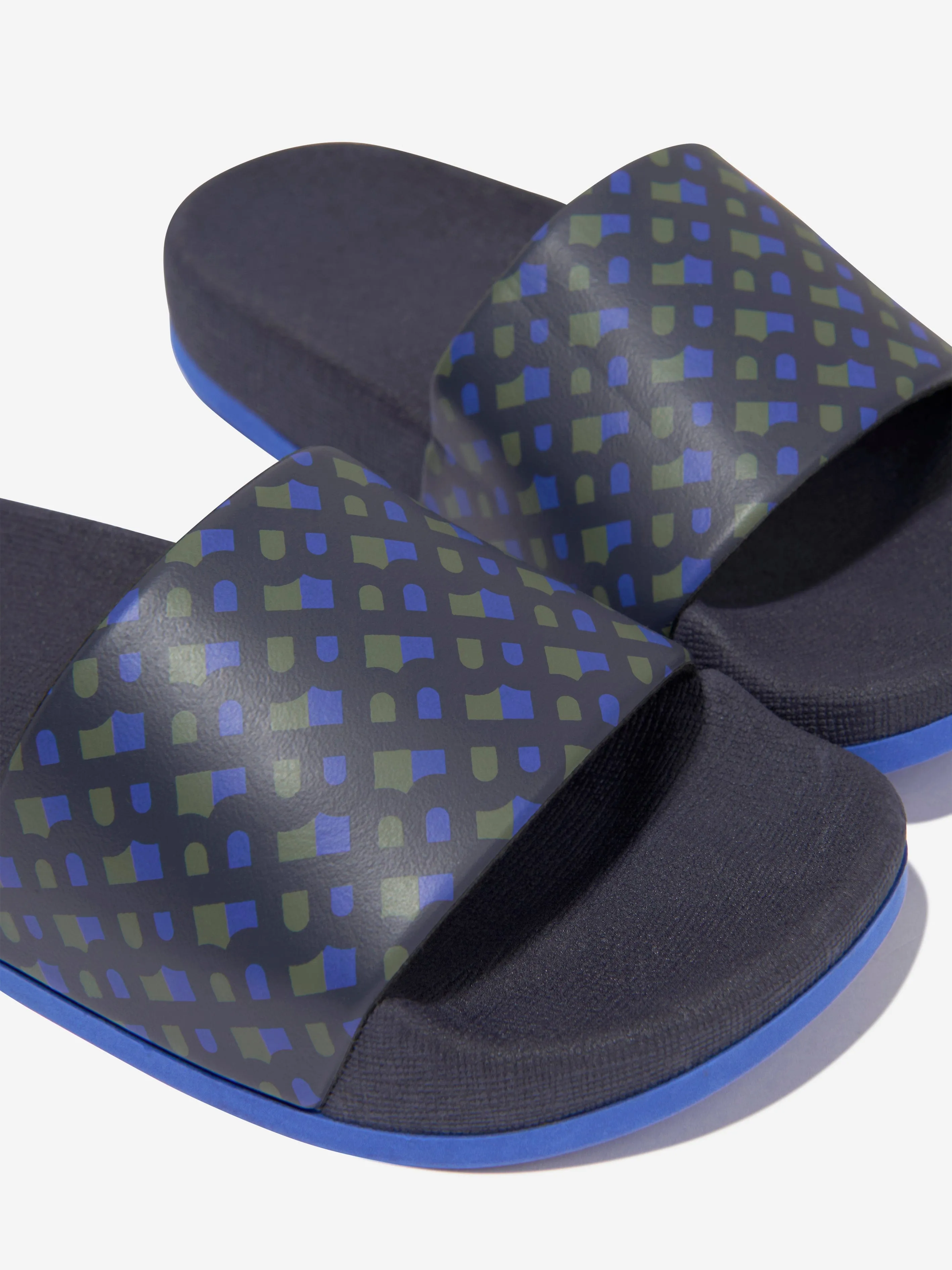 BOSS Boys Monogram Sliders in Navy