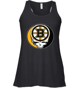 Boston Bruins Grateful Dead Steal Your Face Hockey NHL Womens Racerback Tank Top