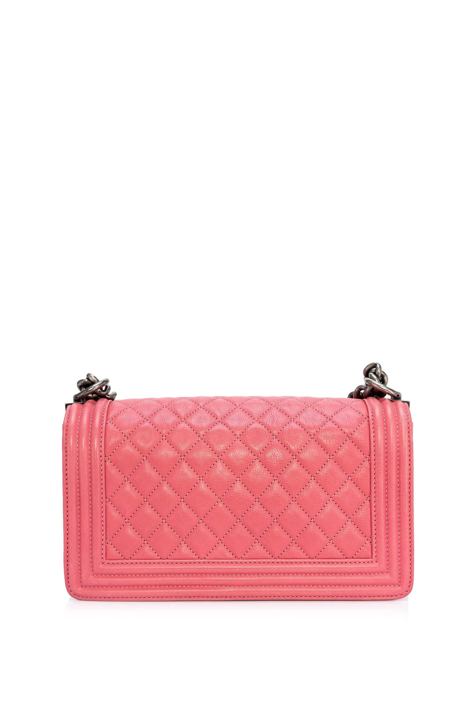 Boy Medium Pink Shoulder Bag in Calfskin,  hardware