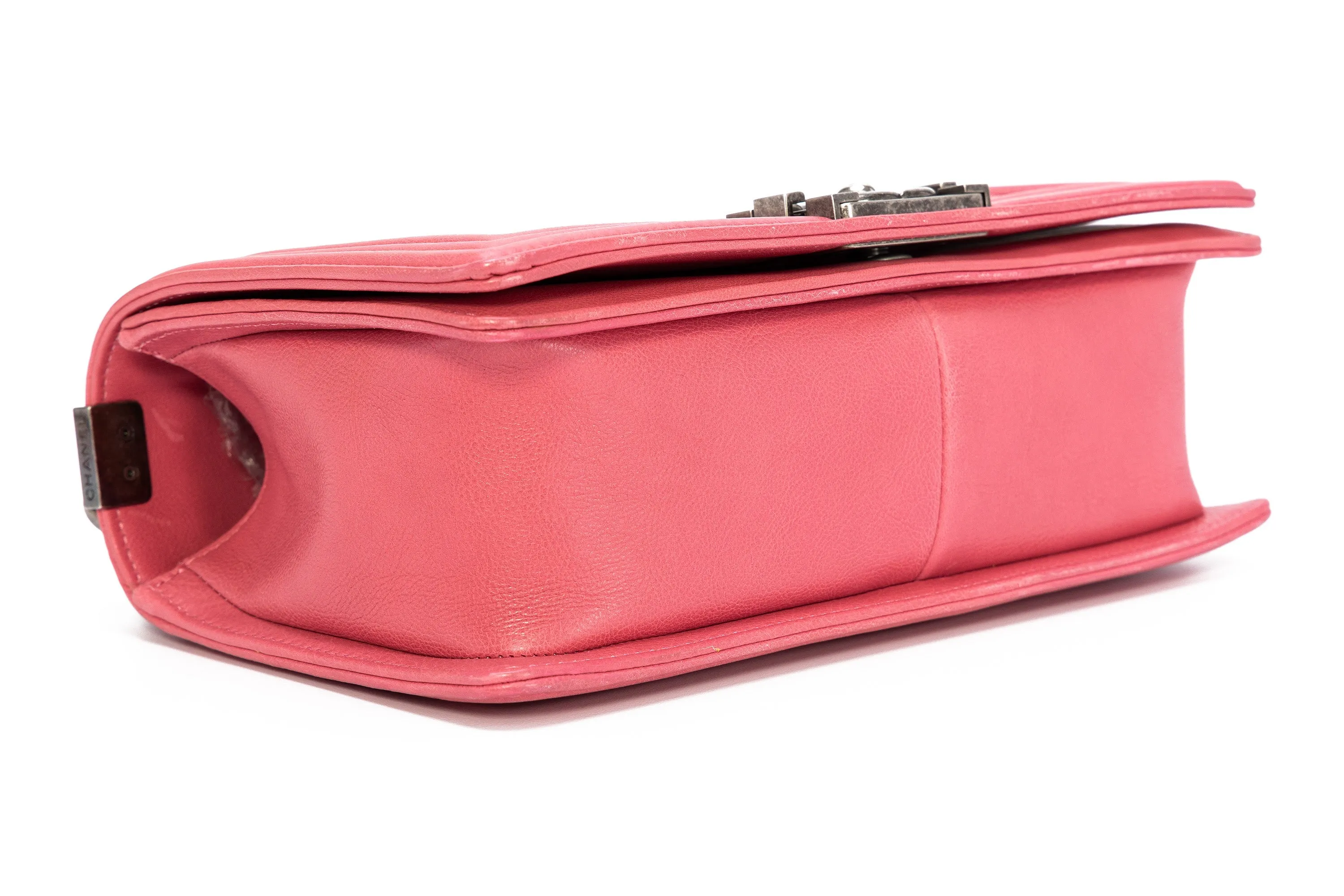 Boy Medium Pink Shoulder Bag in Calfskin,  hardware