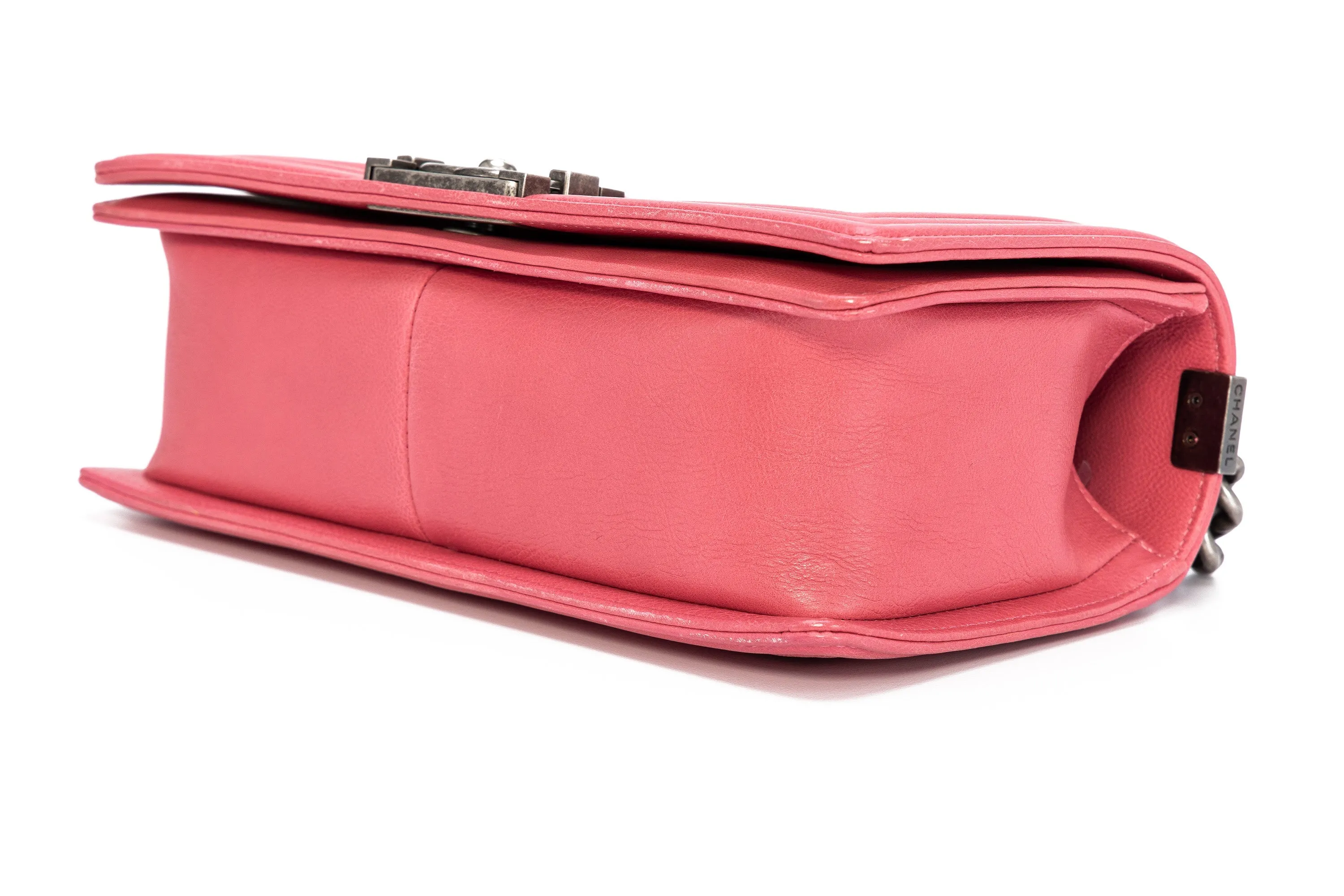 Boy Medium Pink Shoulder Bag in Calfskin,  hardware