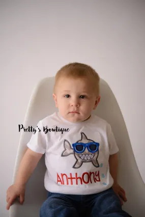 Boys Beach Shirt-- Boys Shark T shirt -- Baby Boys Beach Shirt -- Baby boy bodysuit -- Vacation shirt -- Boys Shark oufit