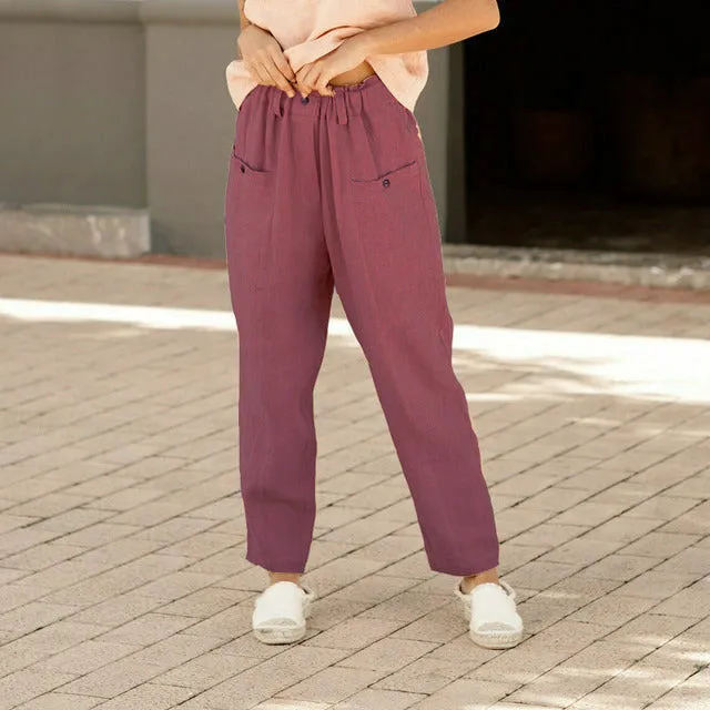 Casual Elastic Waist Pants