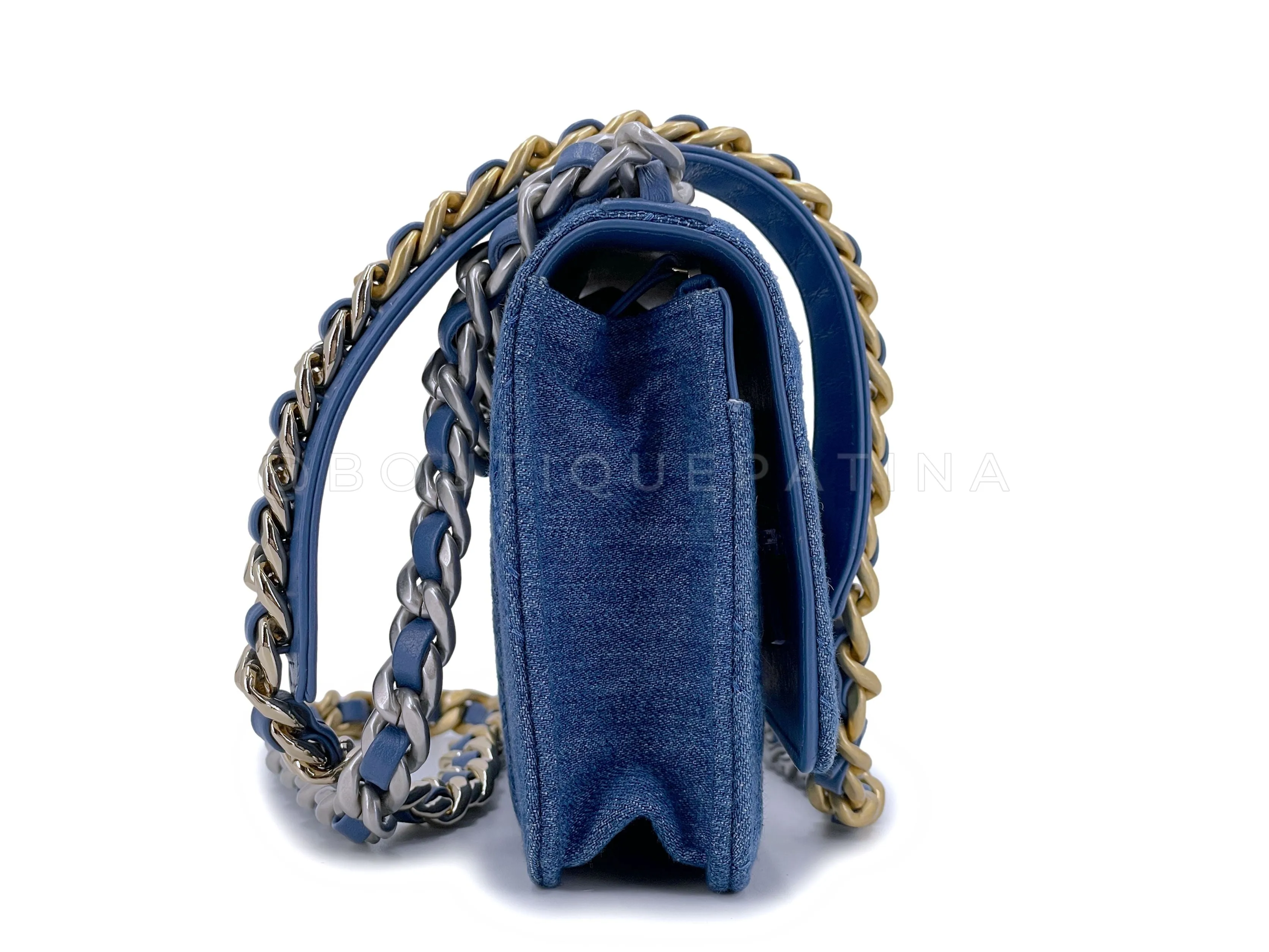 Chanel 19 Denim Wallet on Chain WOC Flap Shoulder Bag