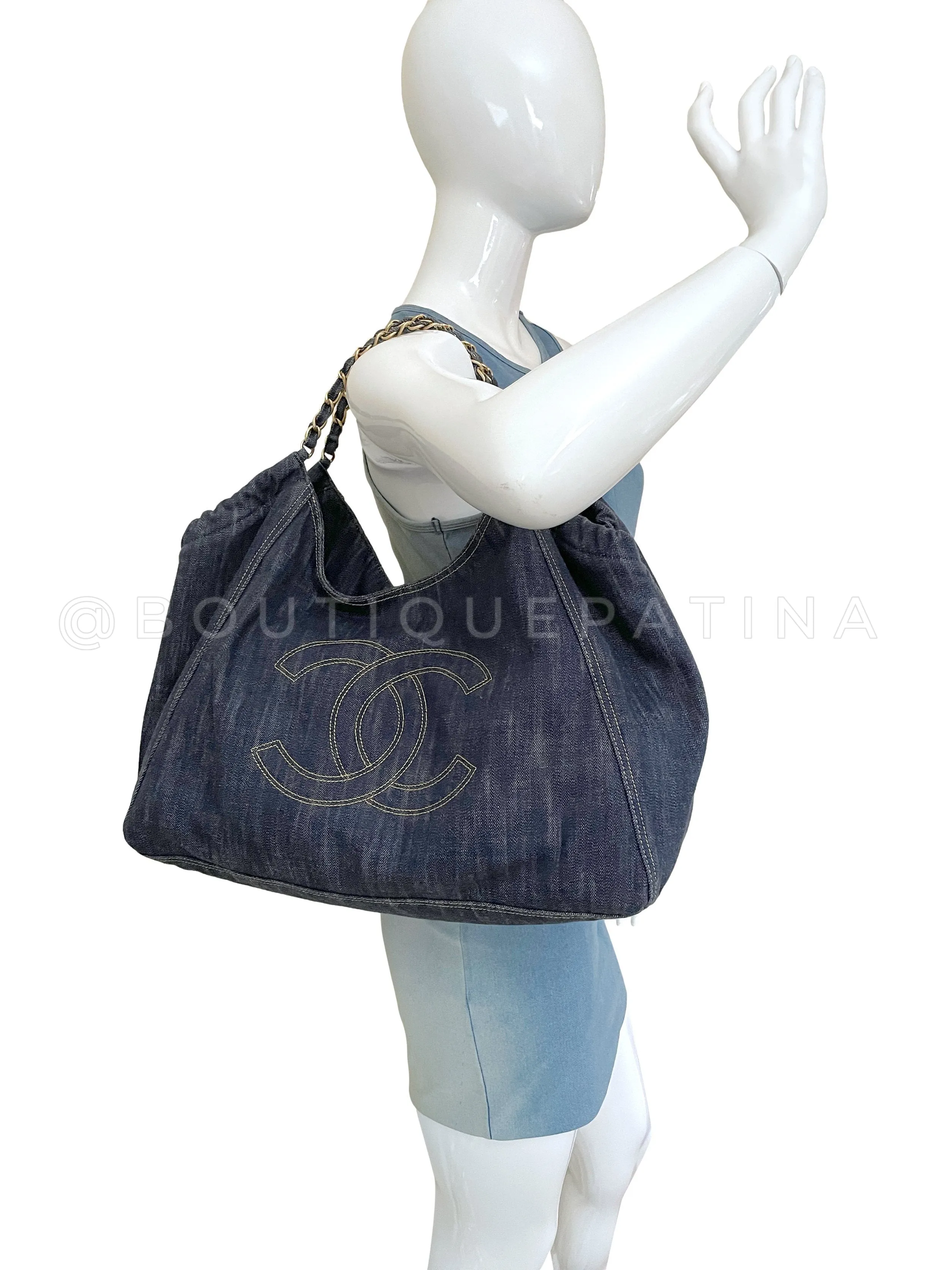 Chanel 2007 Vintage Large XL Coco Cabas Hobo Tote Bag