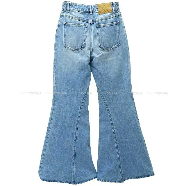 CHANEL Denim Pants Ladies High waist Flare Silhouette Jeans#34 Blue Denim 34 P75569[EXCELLENT][Authentic]