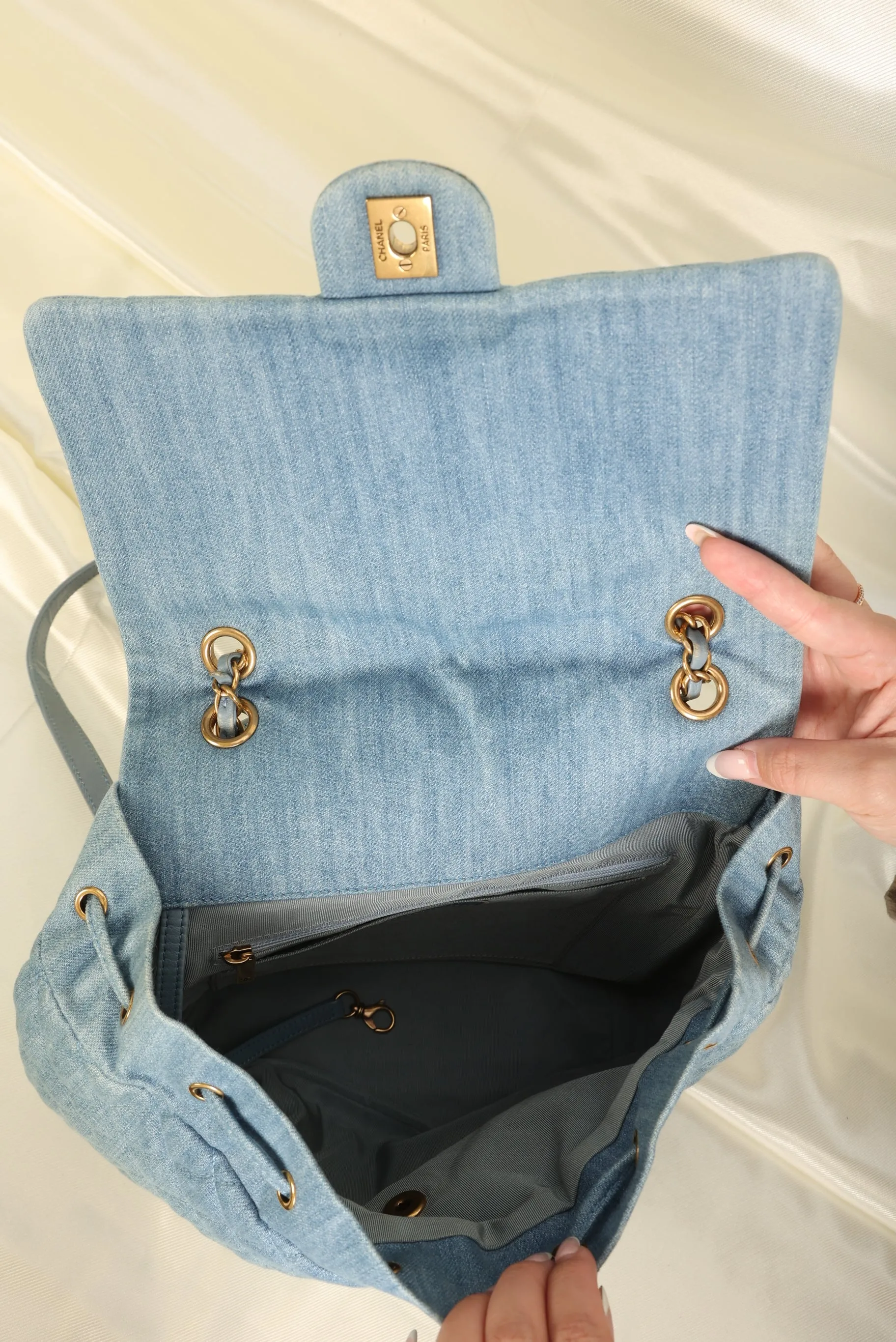 Chanel Denim Turnlock Backpack