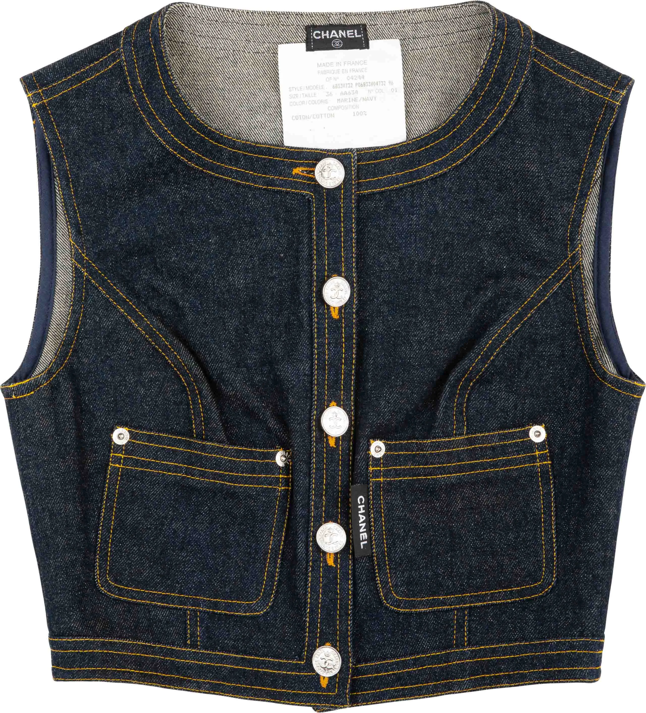 Chanel Spring 1996 Runway Denim Cropped Vest Top