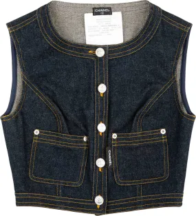 Chanel Spring 1996 Runway Denim Cropped Vest Top