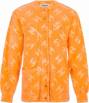 Chanel Velour Logo Spring 1996 Runway Jacket