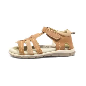 Charlie & Friends Flat Sandals Leather Brown Colour For Kids