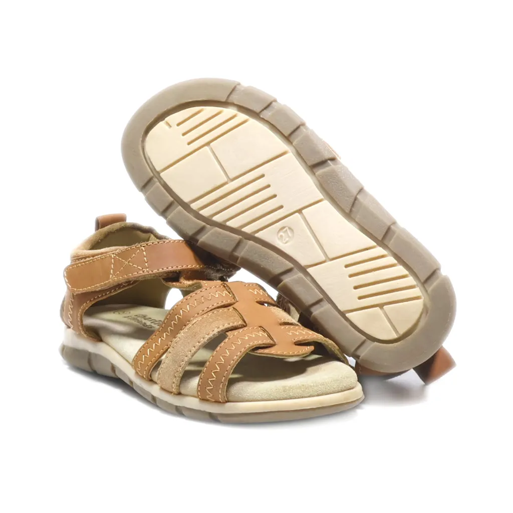 Charlie & Friends Flat Sandals Leather Brown Colour For Kids