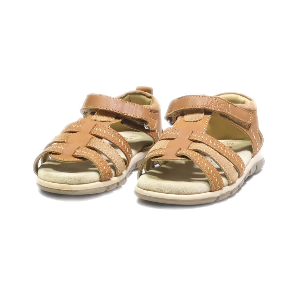 Charlie & Friends Flat Sandals Leather Brown Colour For Kids