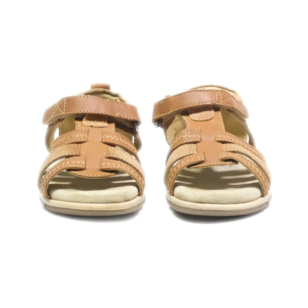 Charlie & Friends Flat Sandals Leather Brown Colour For Kids