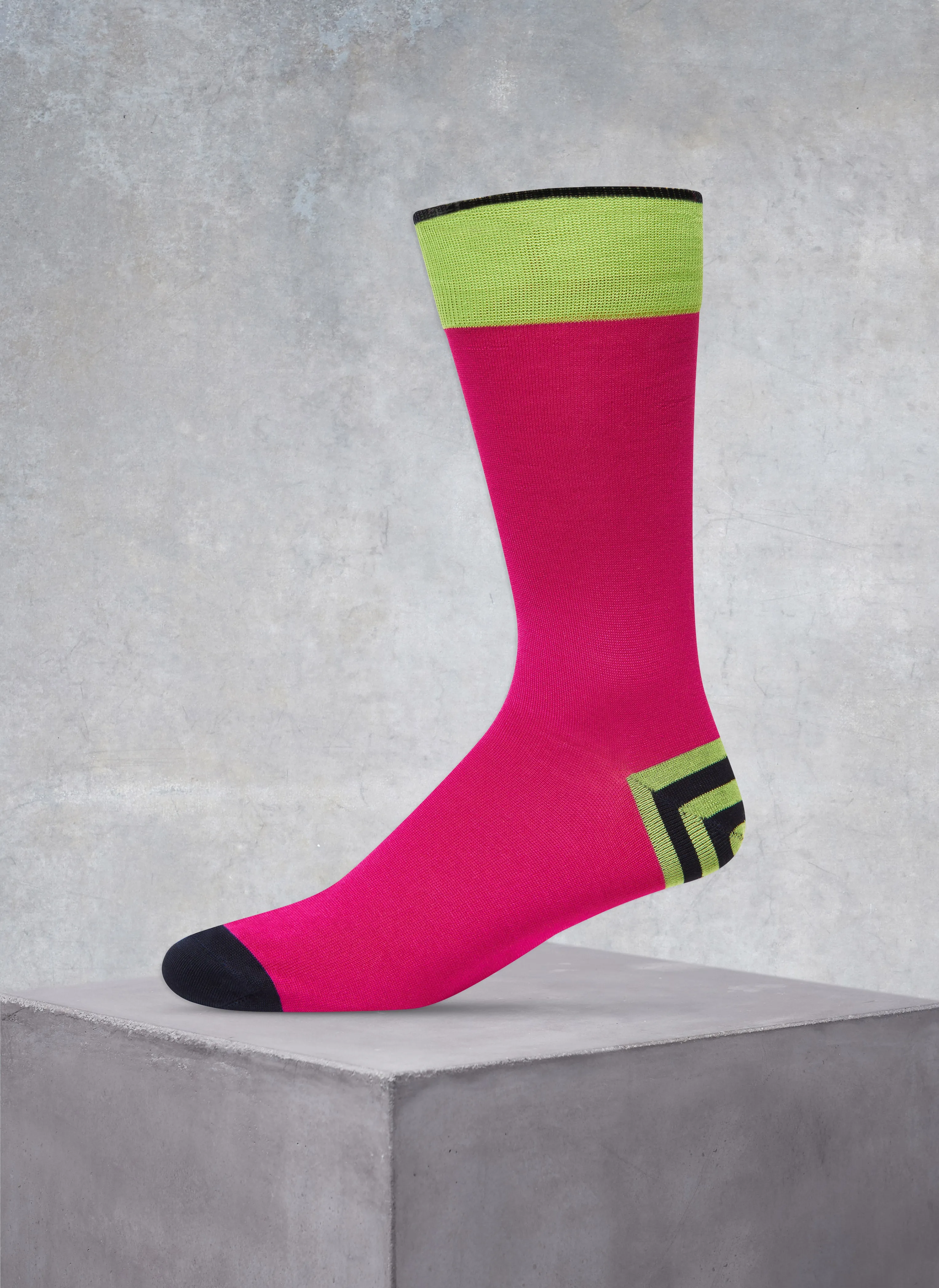 Chevron Sock in Lime and Fuchsia