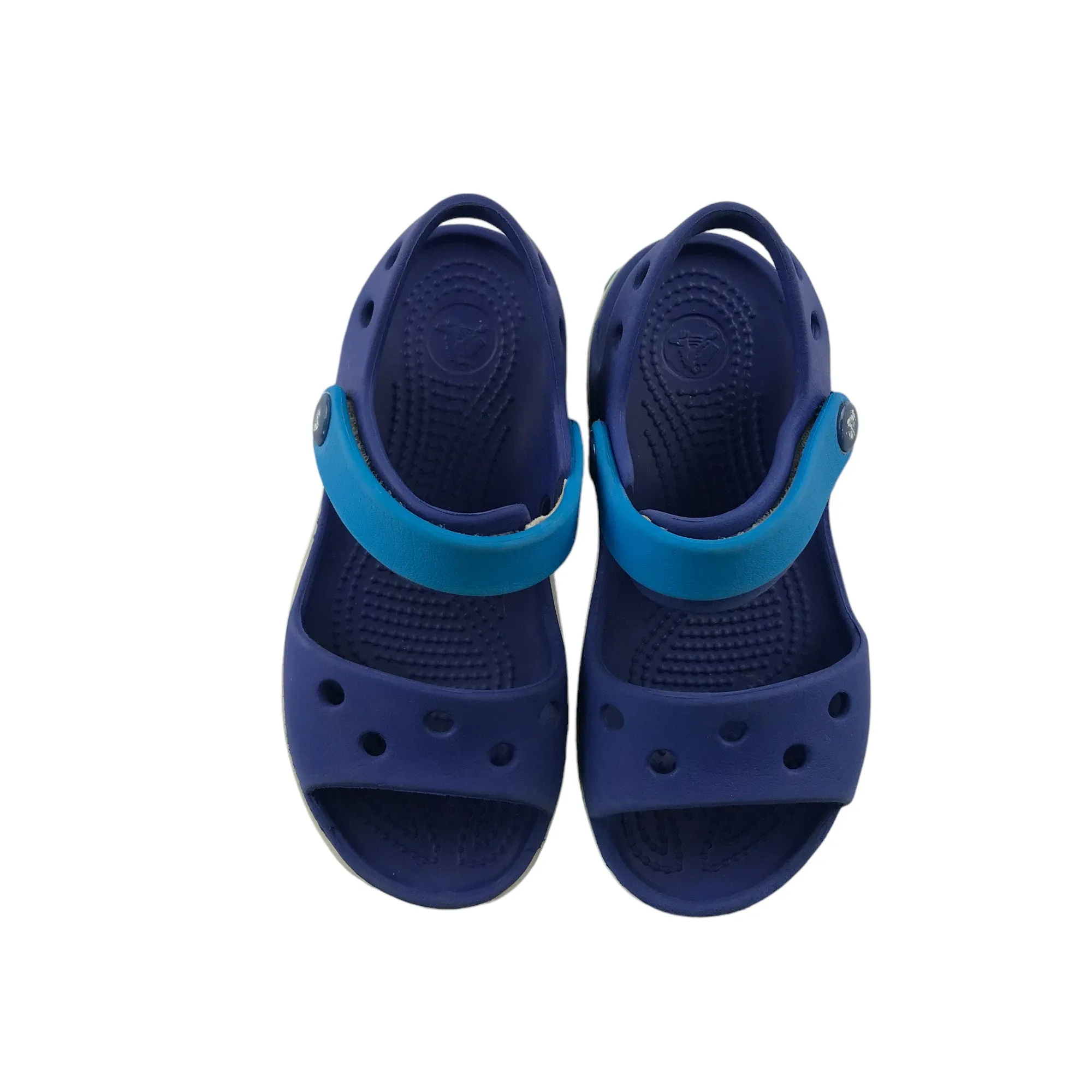 Crocs sandals shoe size 10 junior blue loop and hoop straps