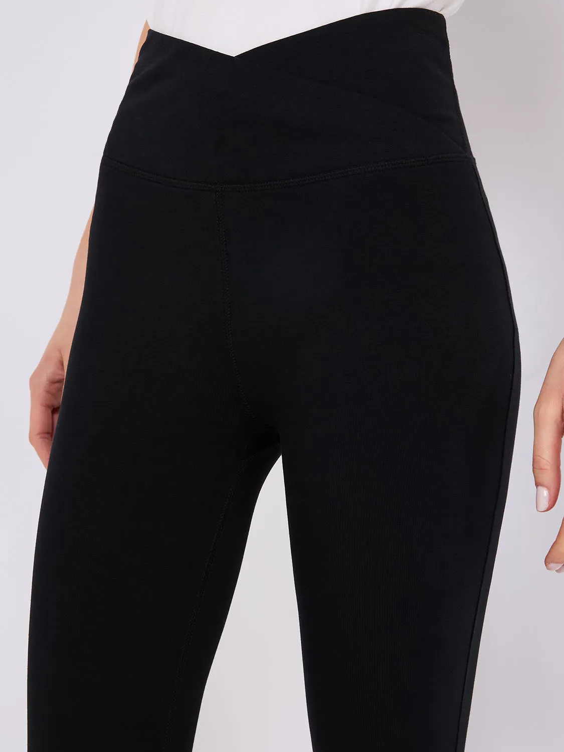 Crossover Waistband Capri Leggings