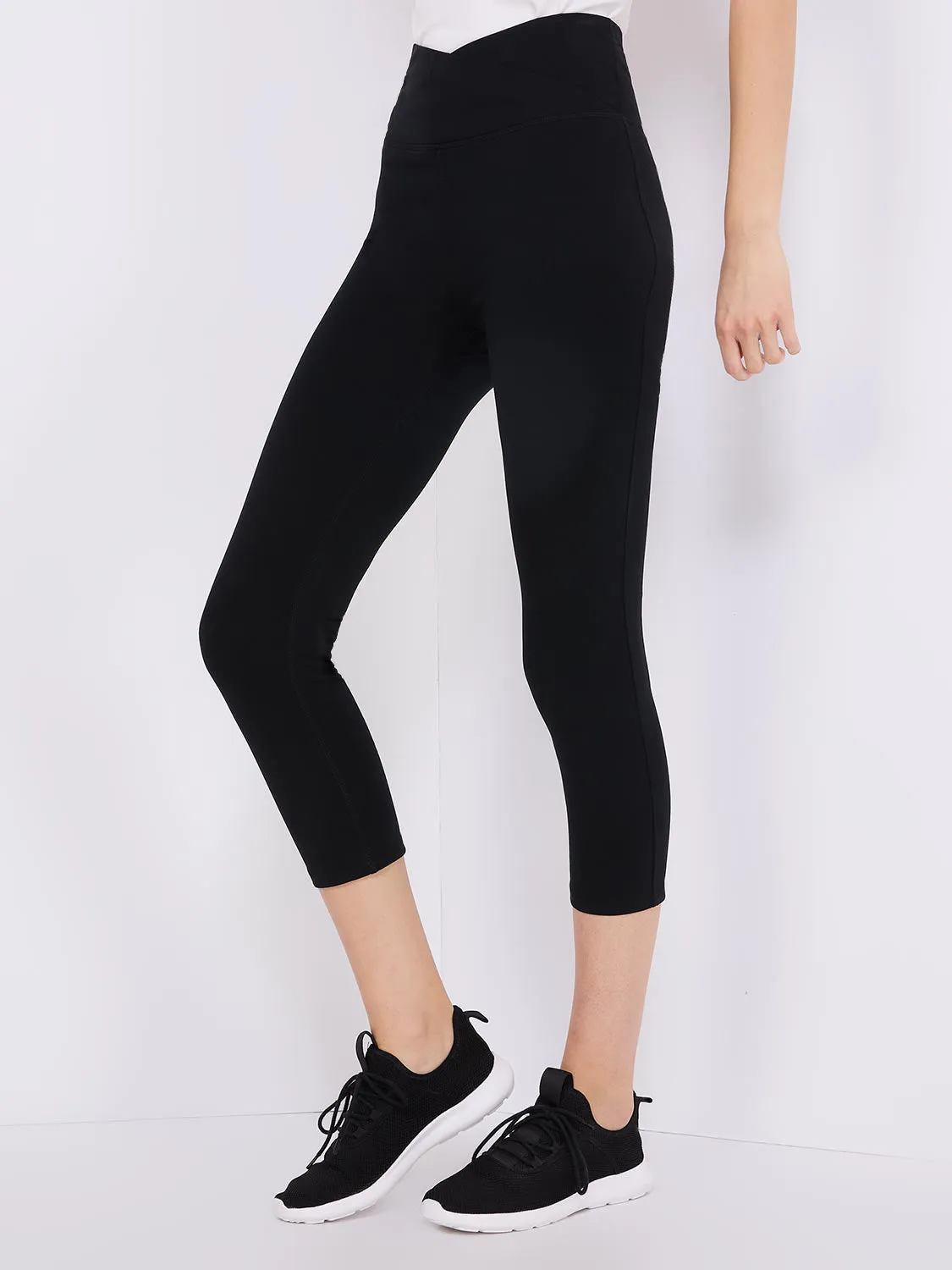 Crossover Waistband Capri Leggings