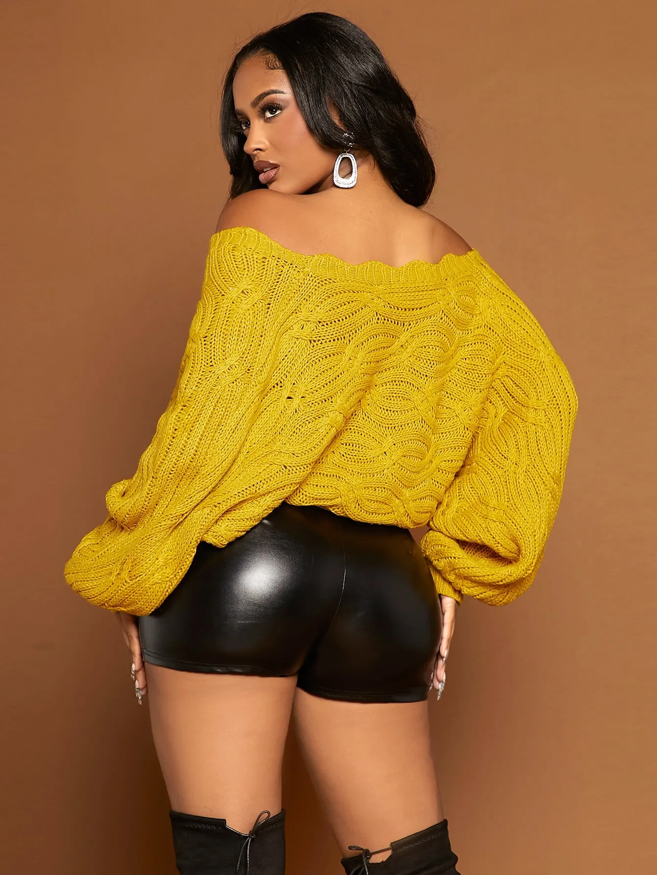 Deep V Neck Flare Sleeve Sweater