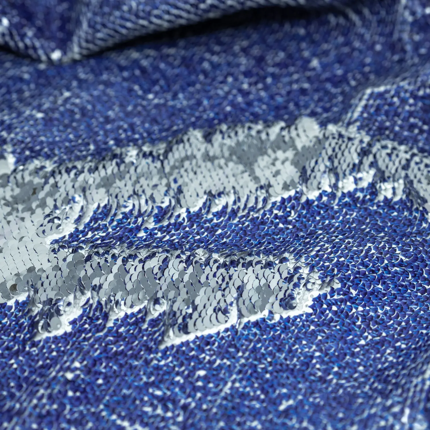 Denim Printed Flip Sequin on Spandex Fabric | Blue Moon Fabrics