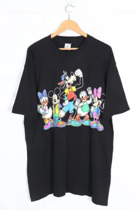 DISNEY Goofy Donald Minnie Daisy & Mickey Glitter Detail Tee (XL)