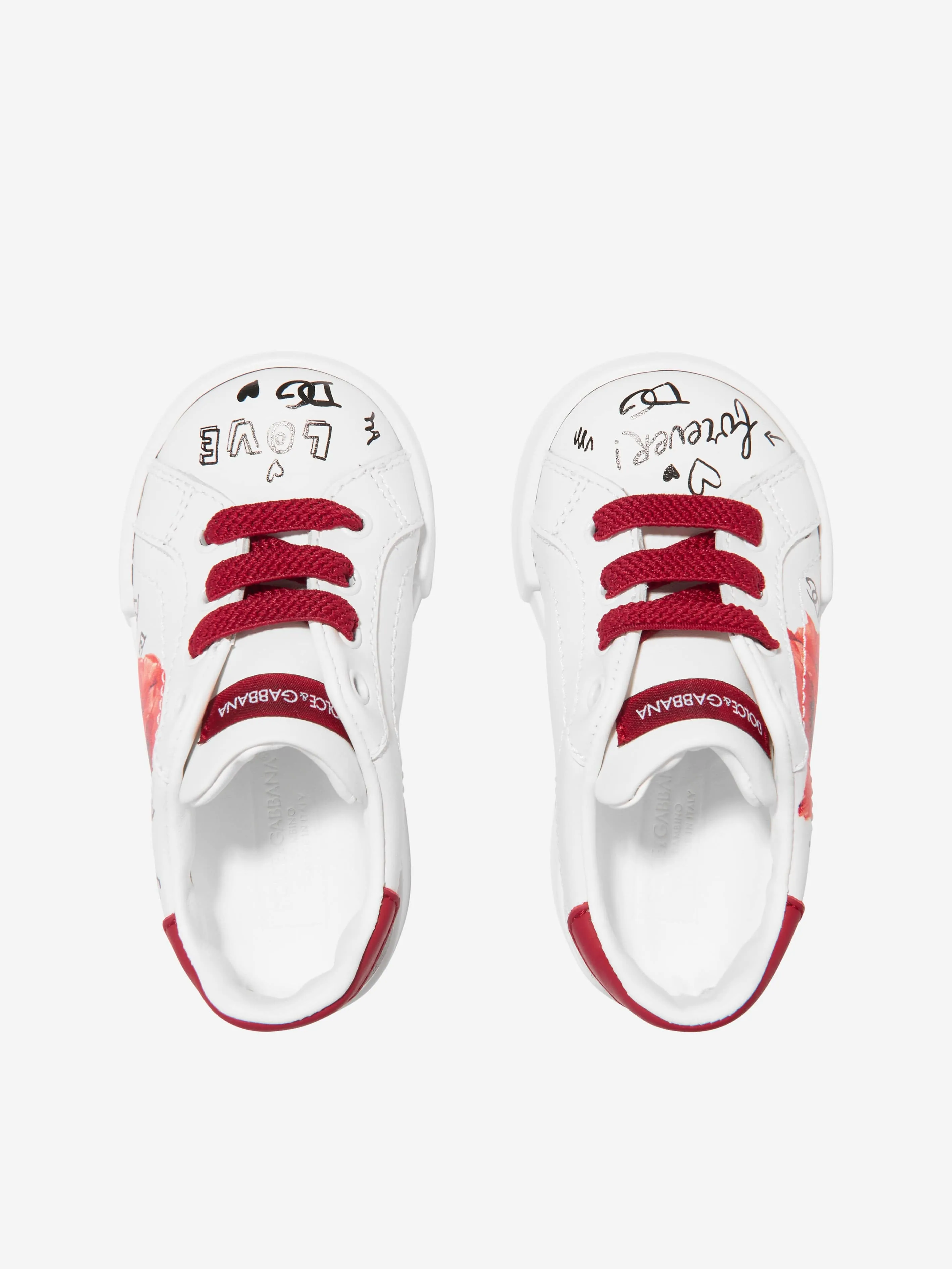 Dolce & Gabbana Girls Leather Poppy Trainers in White