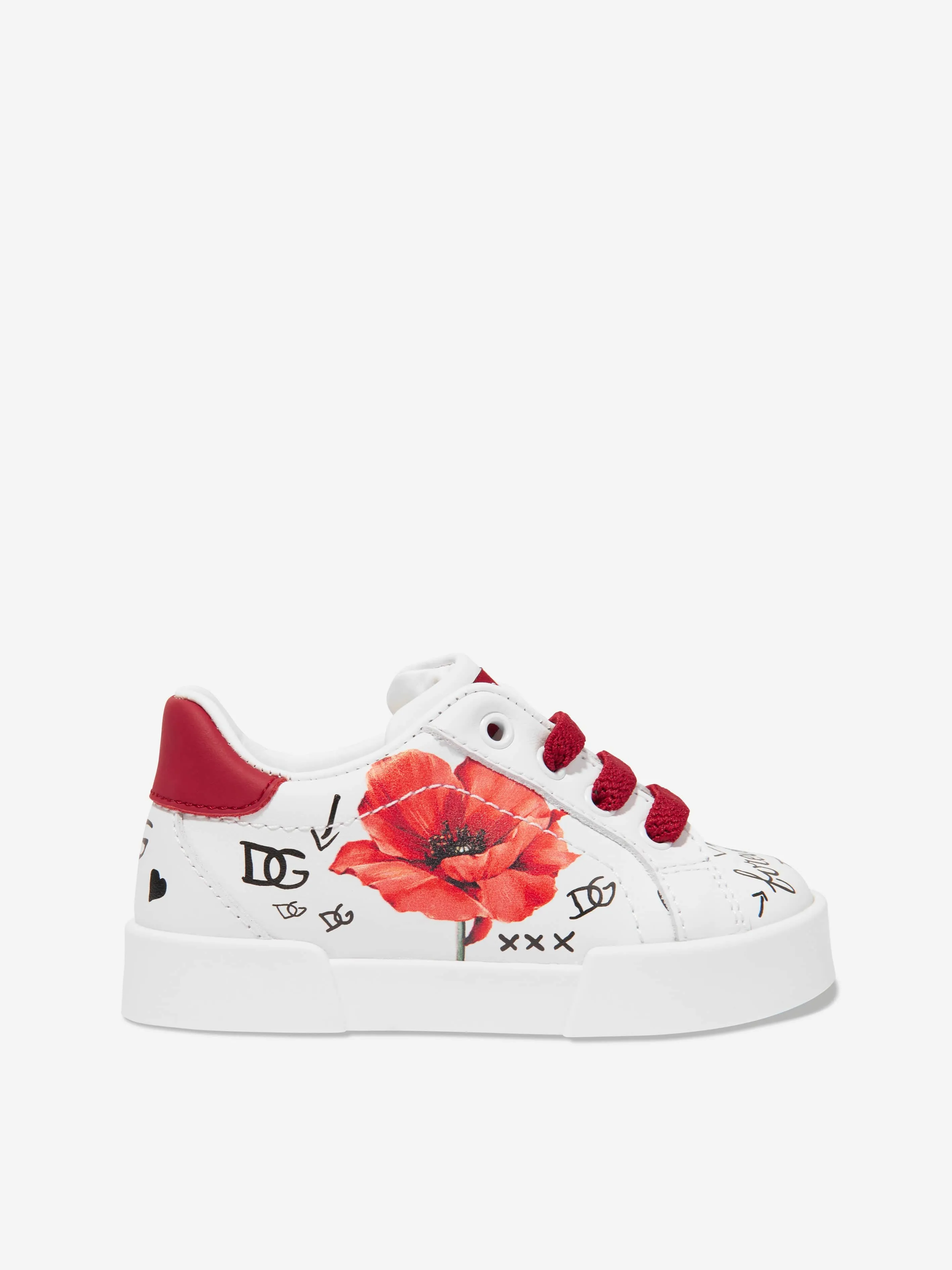 Dolce & Gabbana Girls Leather Poppy Trainers in White