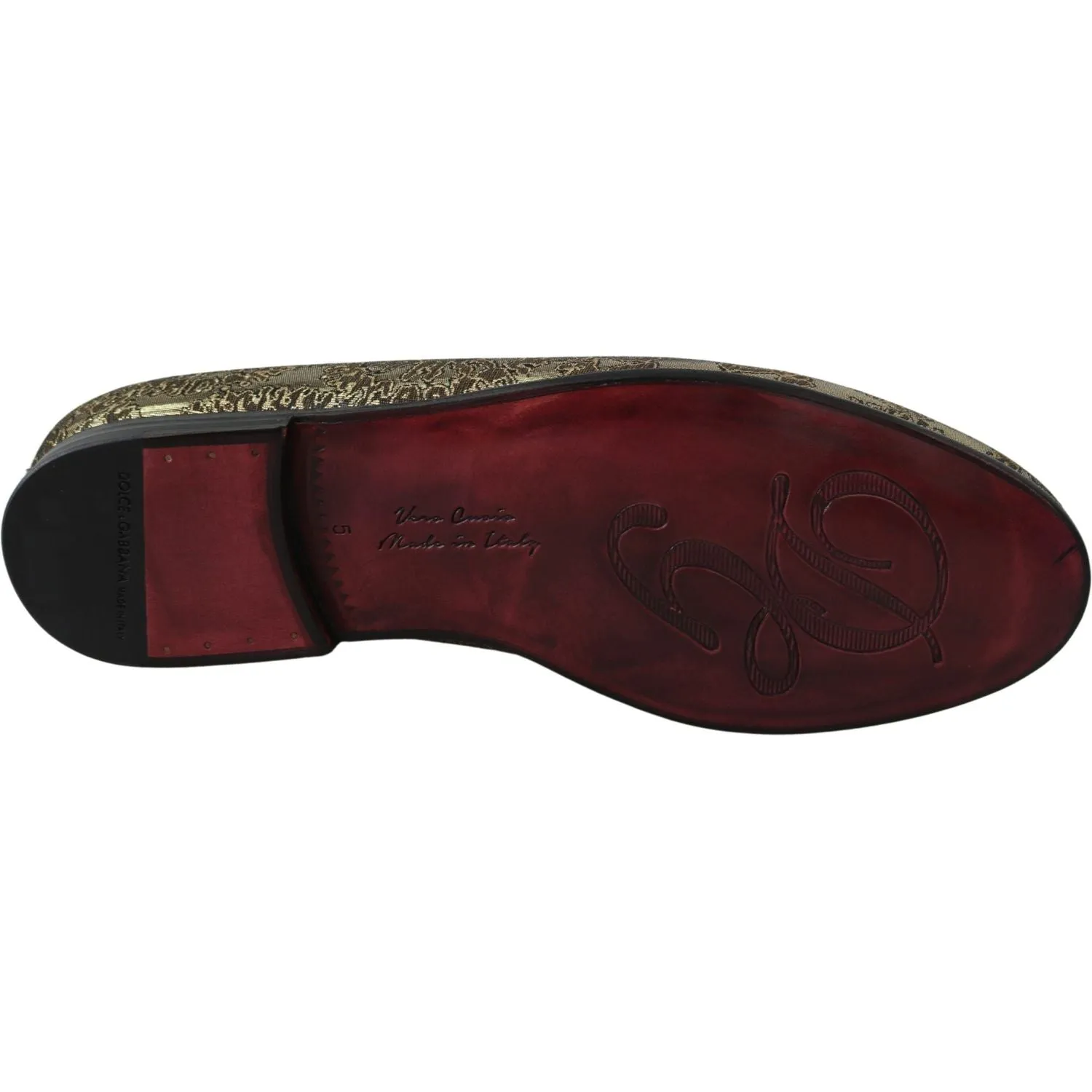 Dolce & Gabbana Gold Bordeaux Loafers Slides Dress Shoes