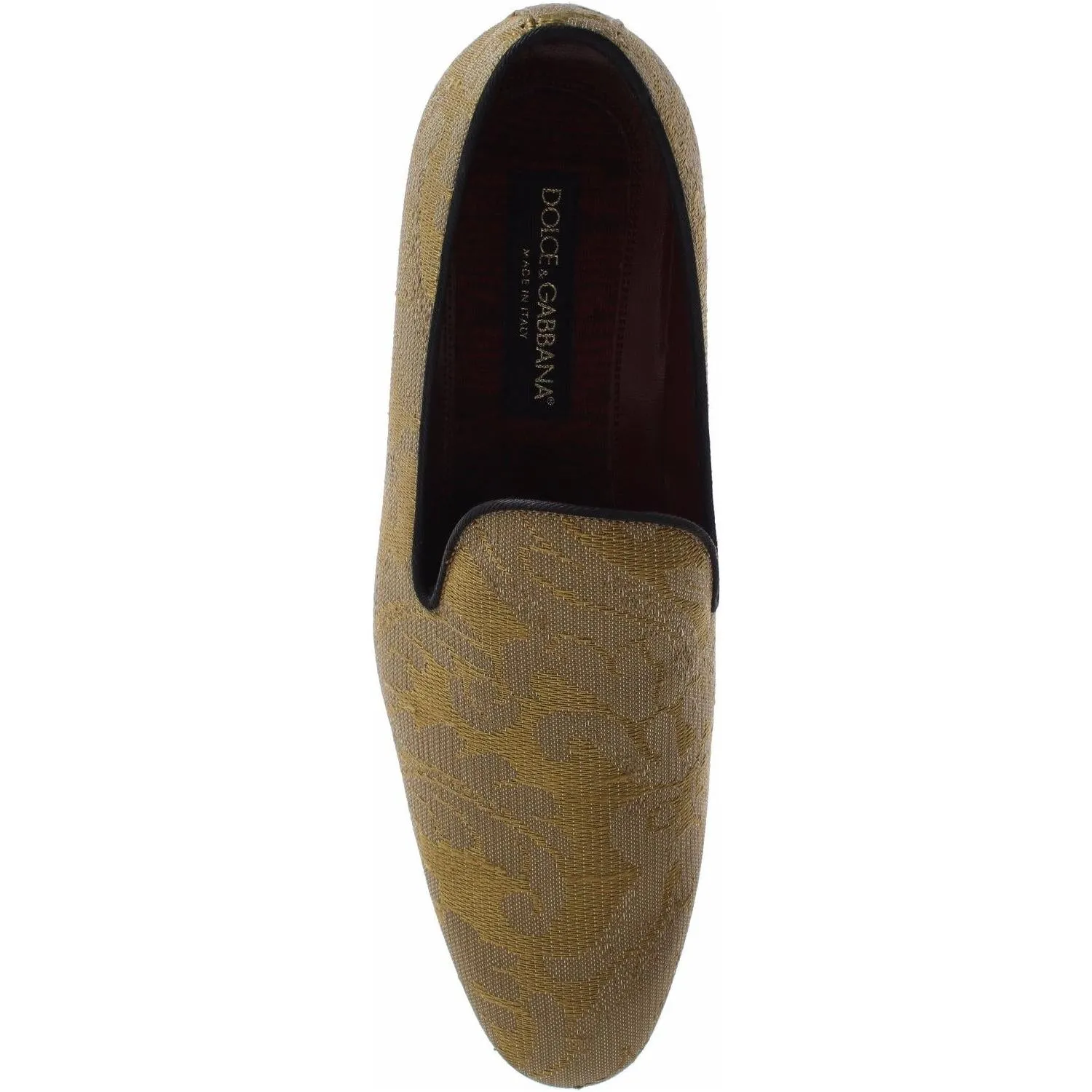 Dolce & Gabbana Golden Baroque Silk Dress Loafers