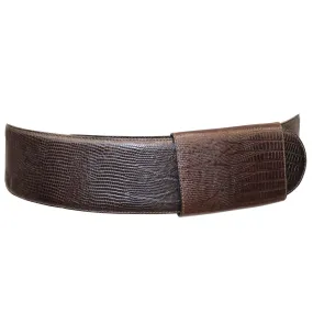 DONNA KARAN Faux Lizard Leather Brown Belt | OS