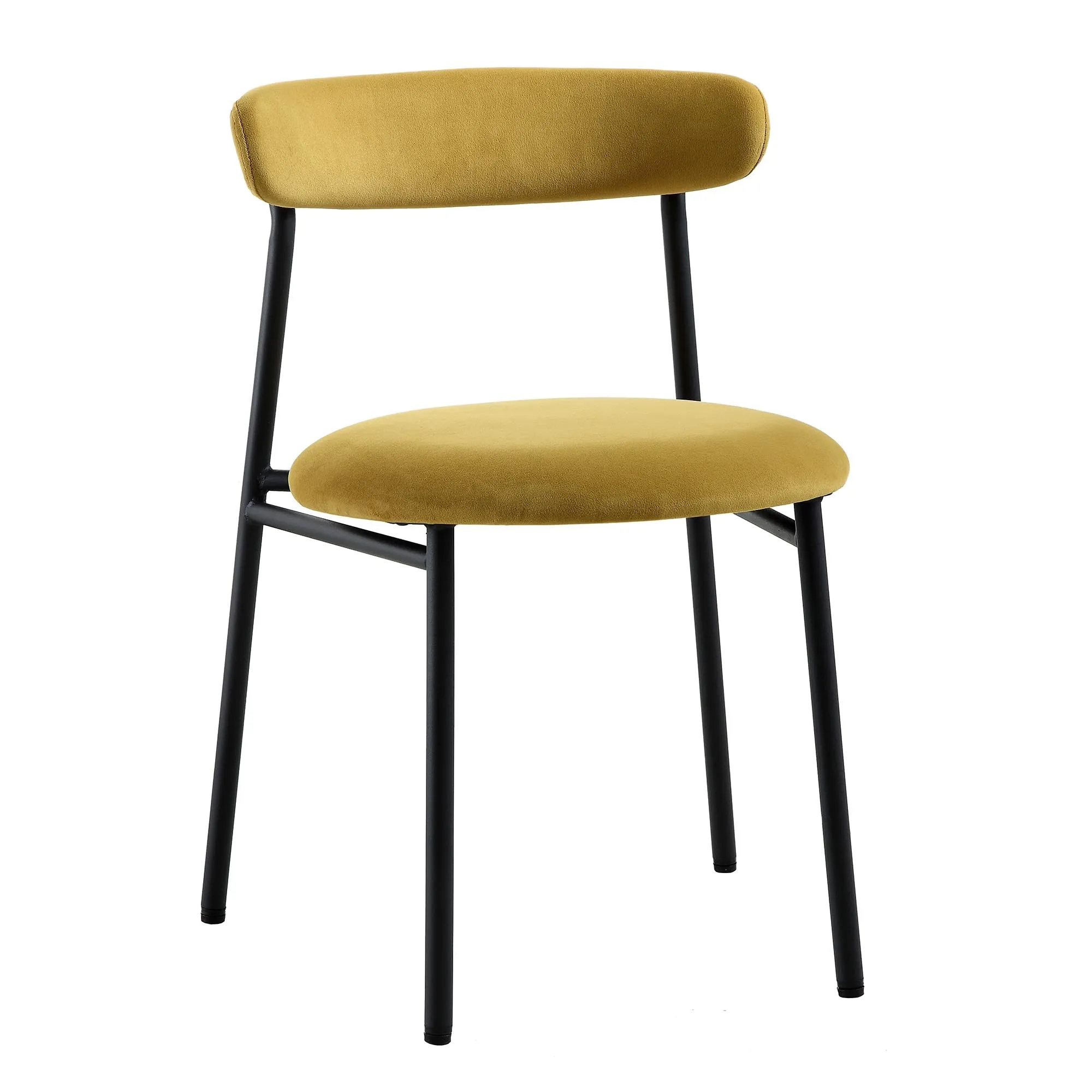 Donna Set of 2 Mustard Yellow Velvet Dining Chairs