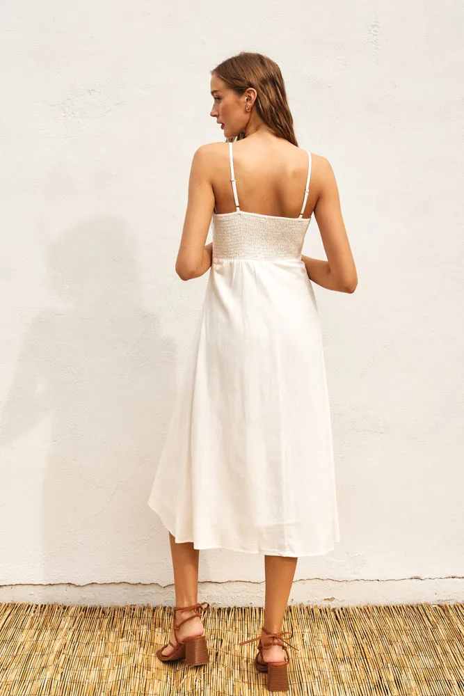 Dress Forum Heaven Sent Button Front Midi Dress- Ivory