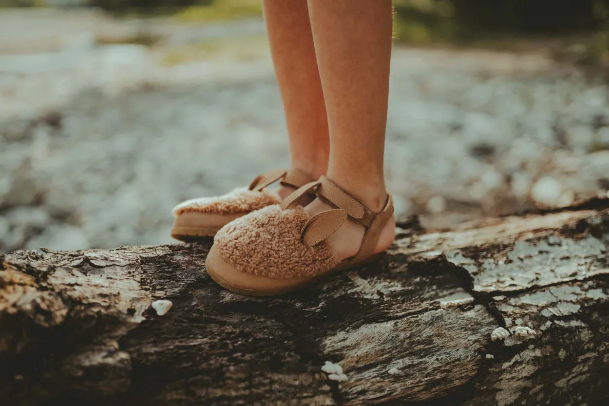 Els Sandals | Alpaca | Beige Curly Sheep Wool