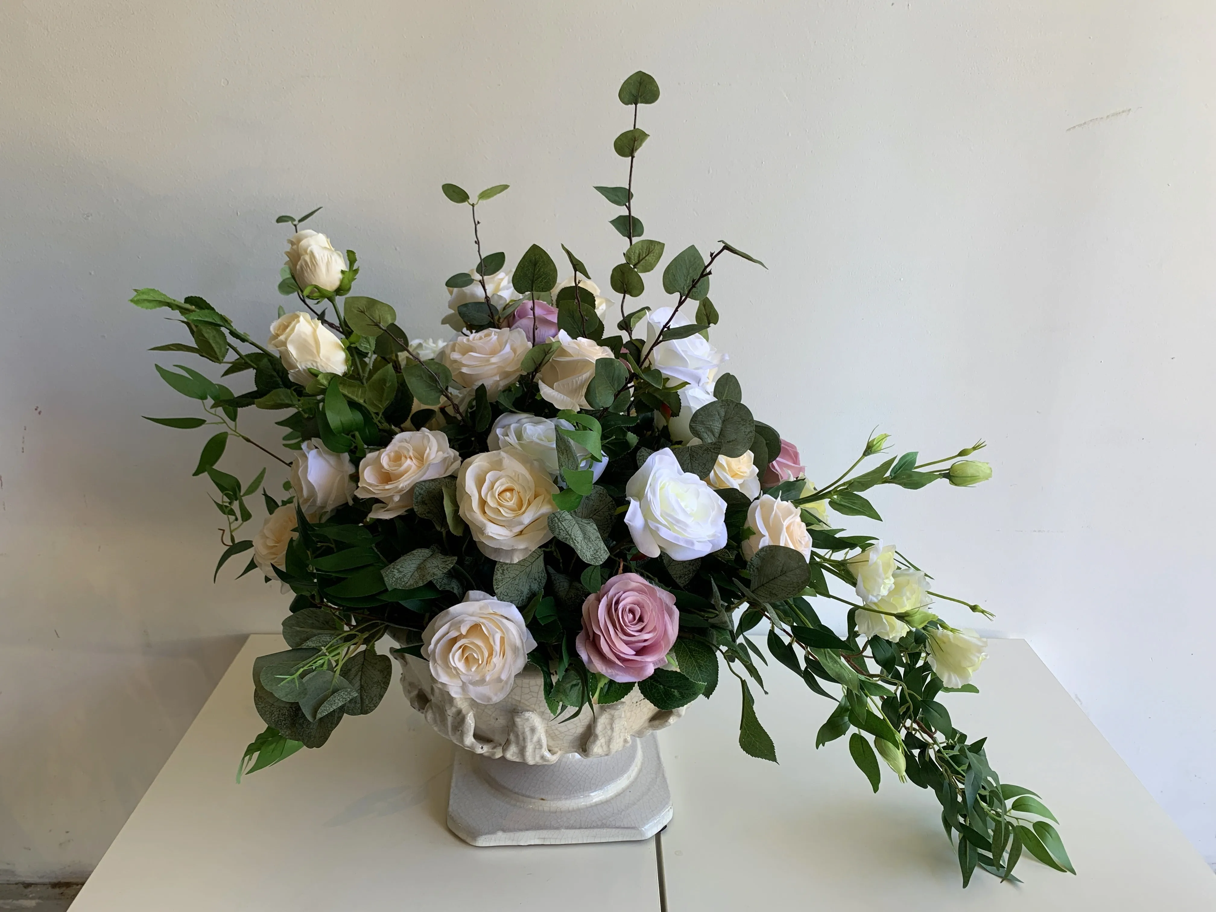 FA1101 - Rose Flower Arrangement in Urn (65cm Height)