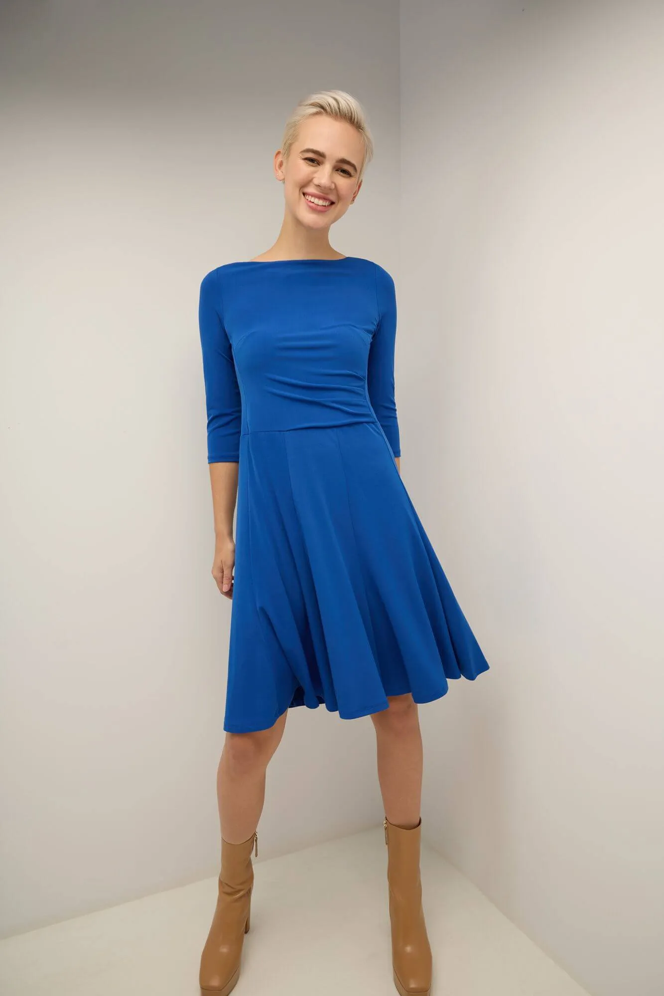 Flared Business Dress with 3/4 Sleeves