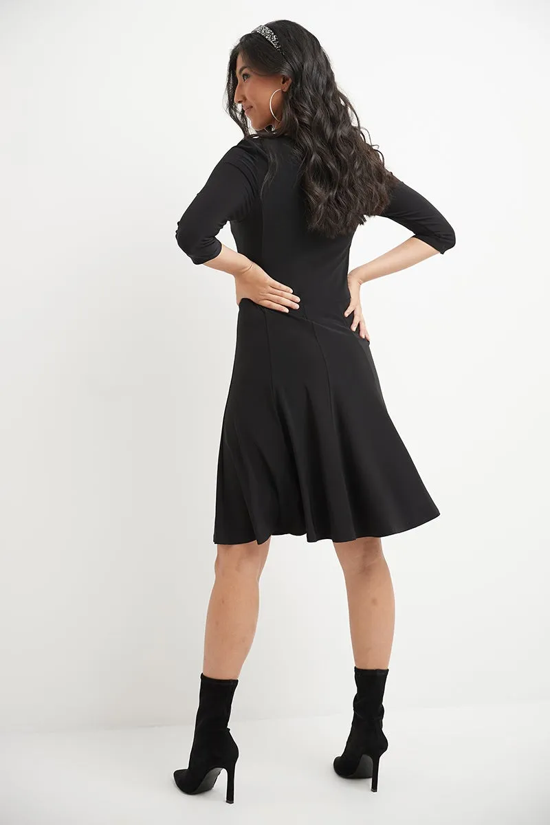 Flared Business Dress with 3/4 Sleeves