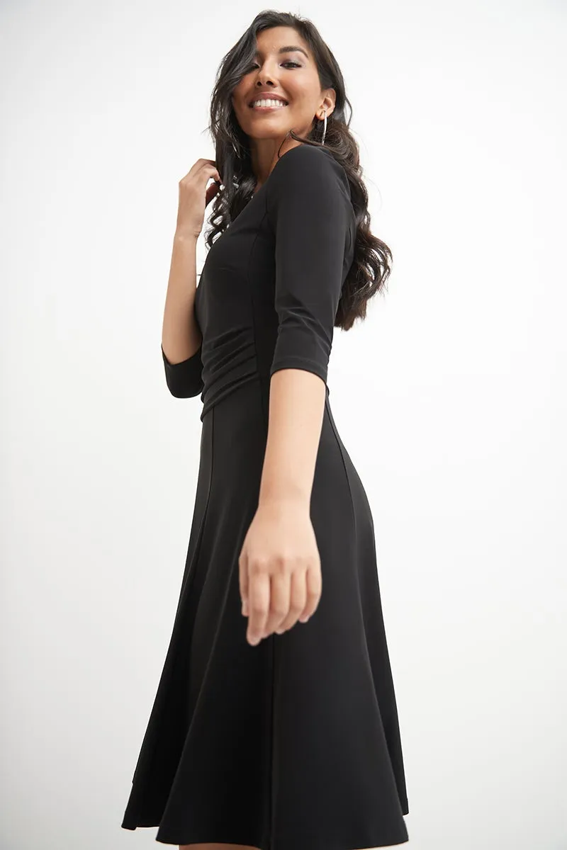 Flared Business Dress with 3/4 Sleeves