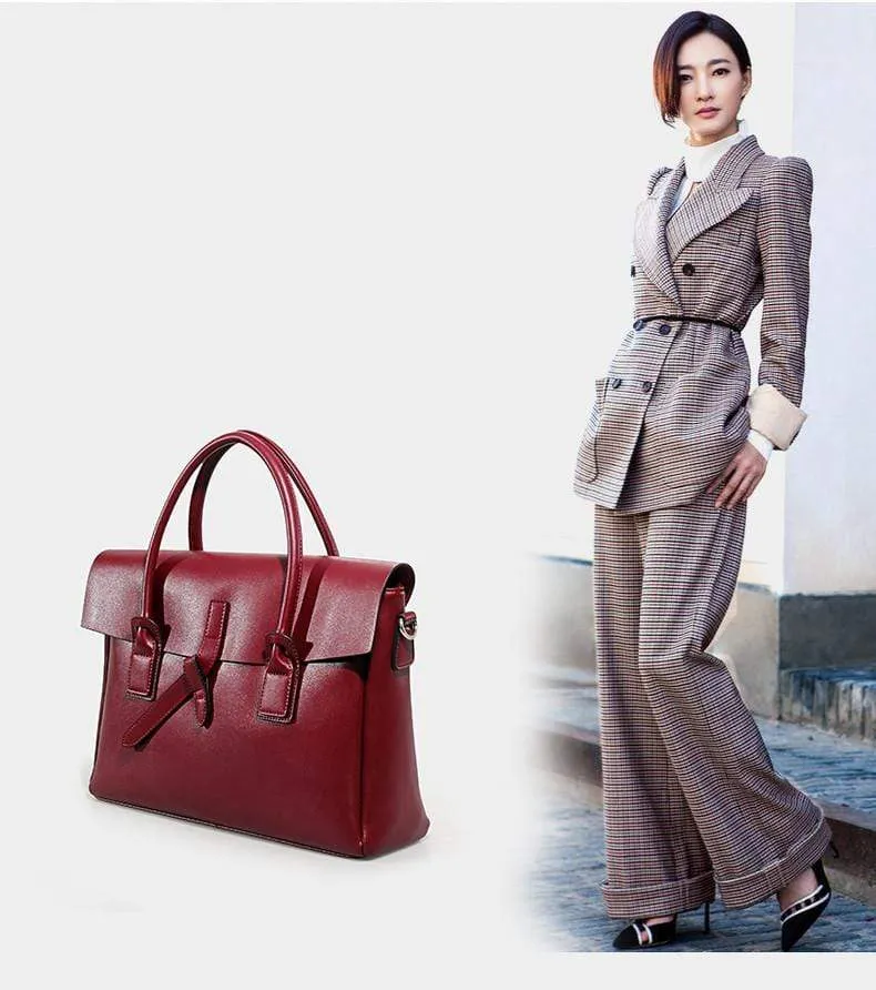 Genuine Leather Women Business Briefcase