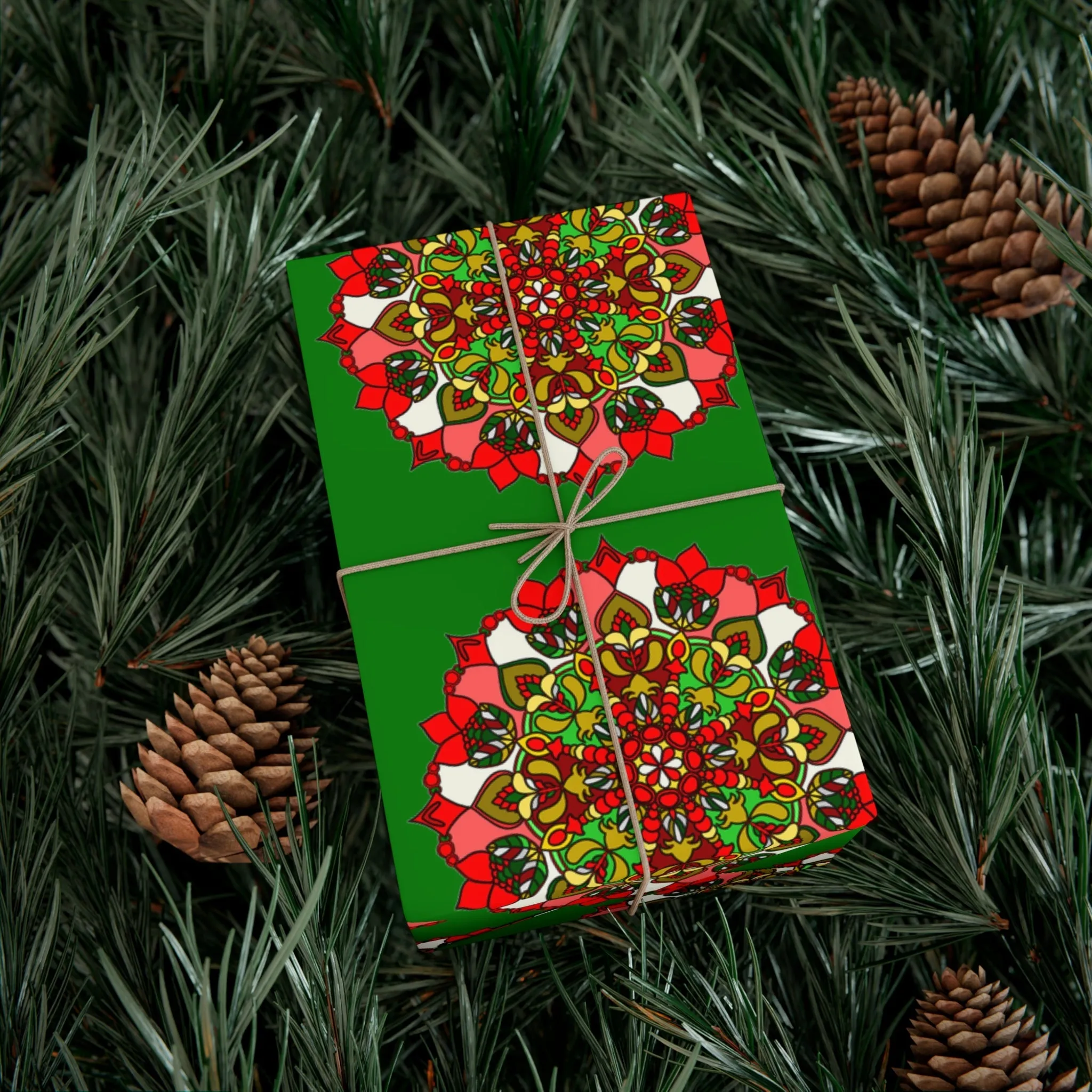 Green Mandala Gift Wrap Paper - Premium Quality Festive Design