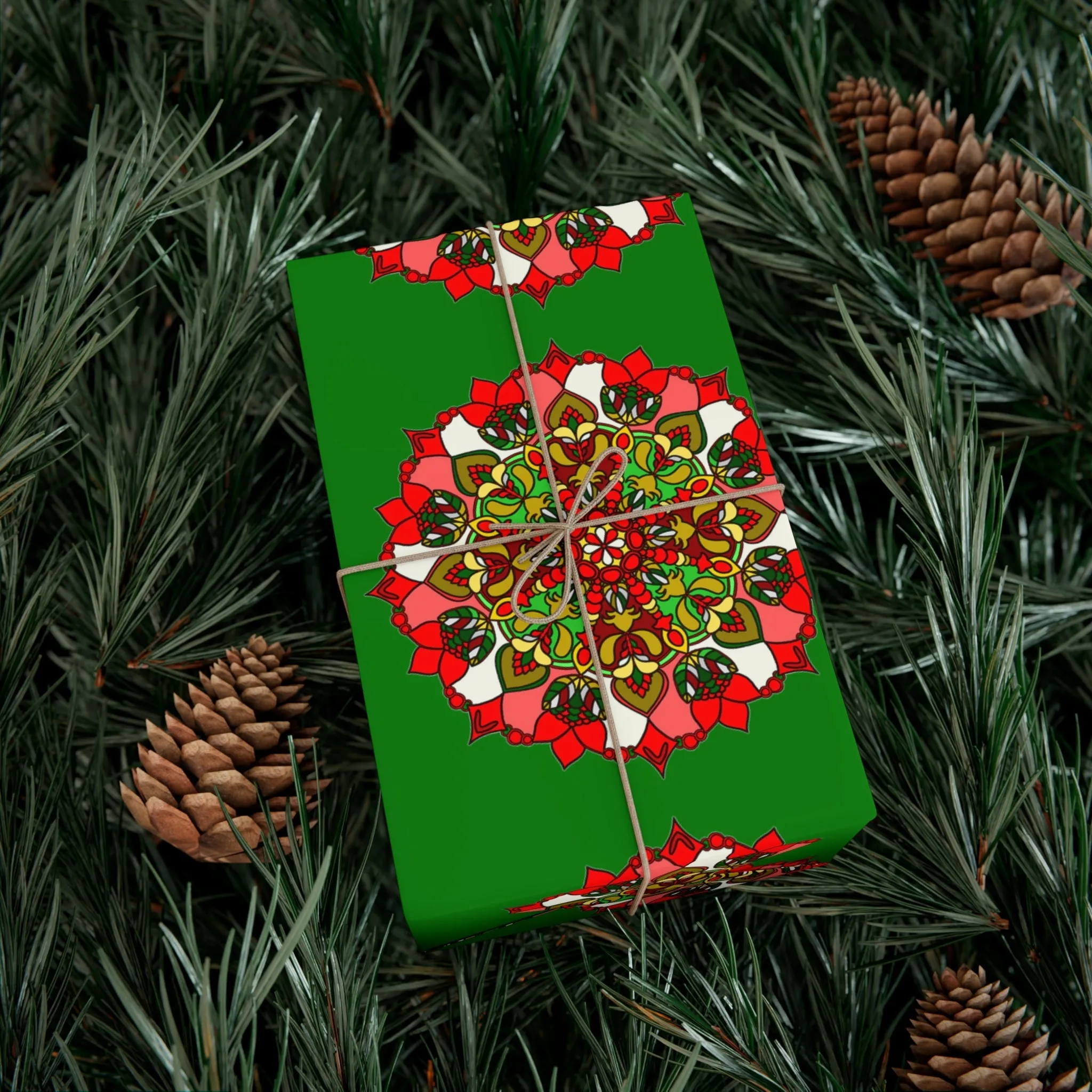 Green Mandala Gift Wrap Paper - Premium Quality Festive Design