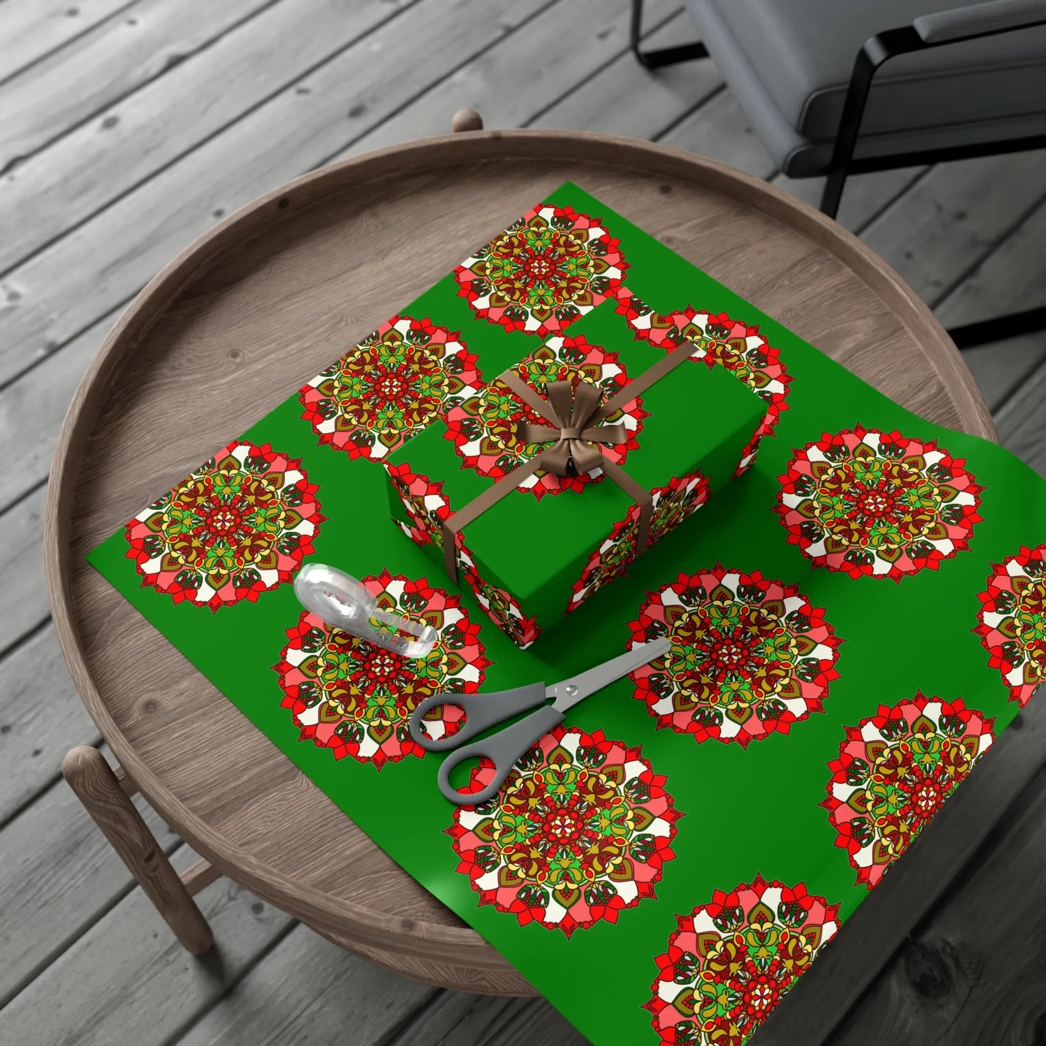 Green Mandala Gift Wrap Paper - Premium Quality Festive Design