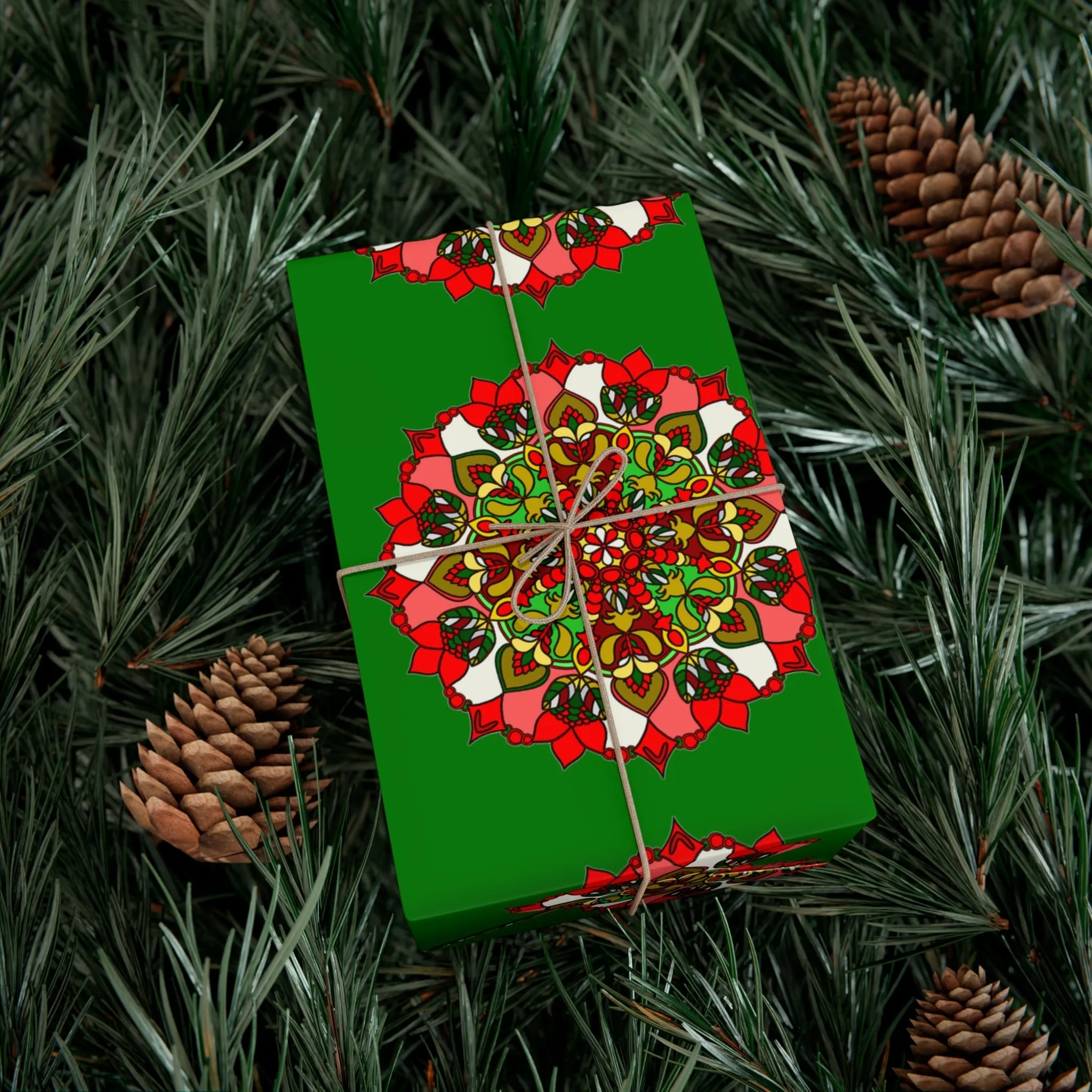 Green Mandala Gift Wrap Paper - Premium Quality Festive Design