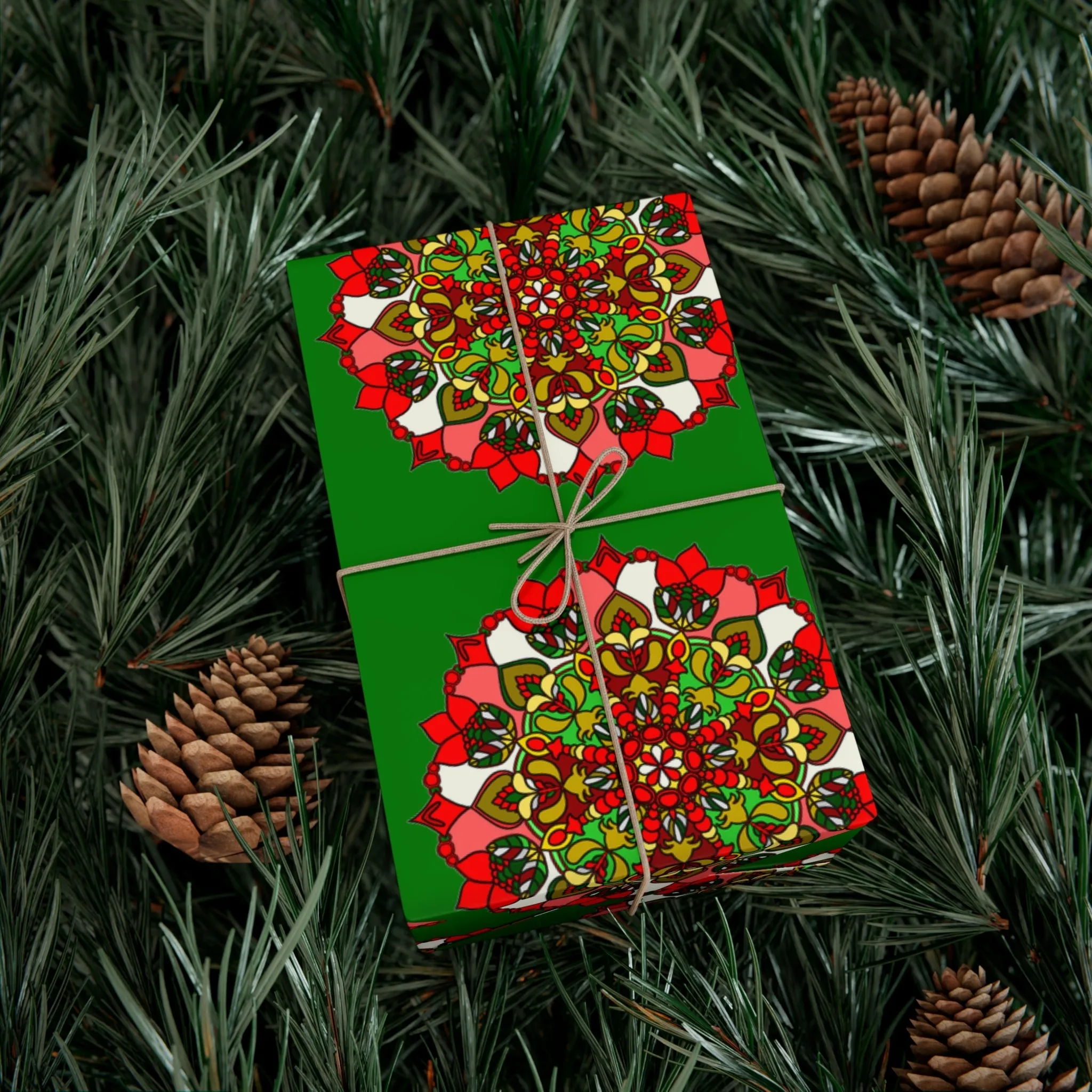 Green Mandala Gift Wrap Paper - Premium Quality Festive Design