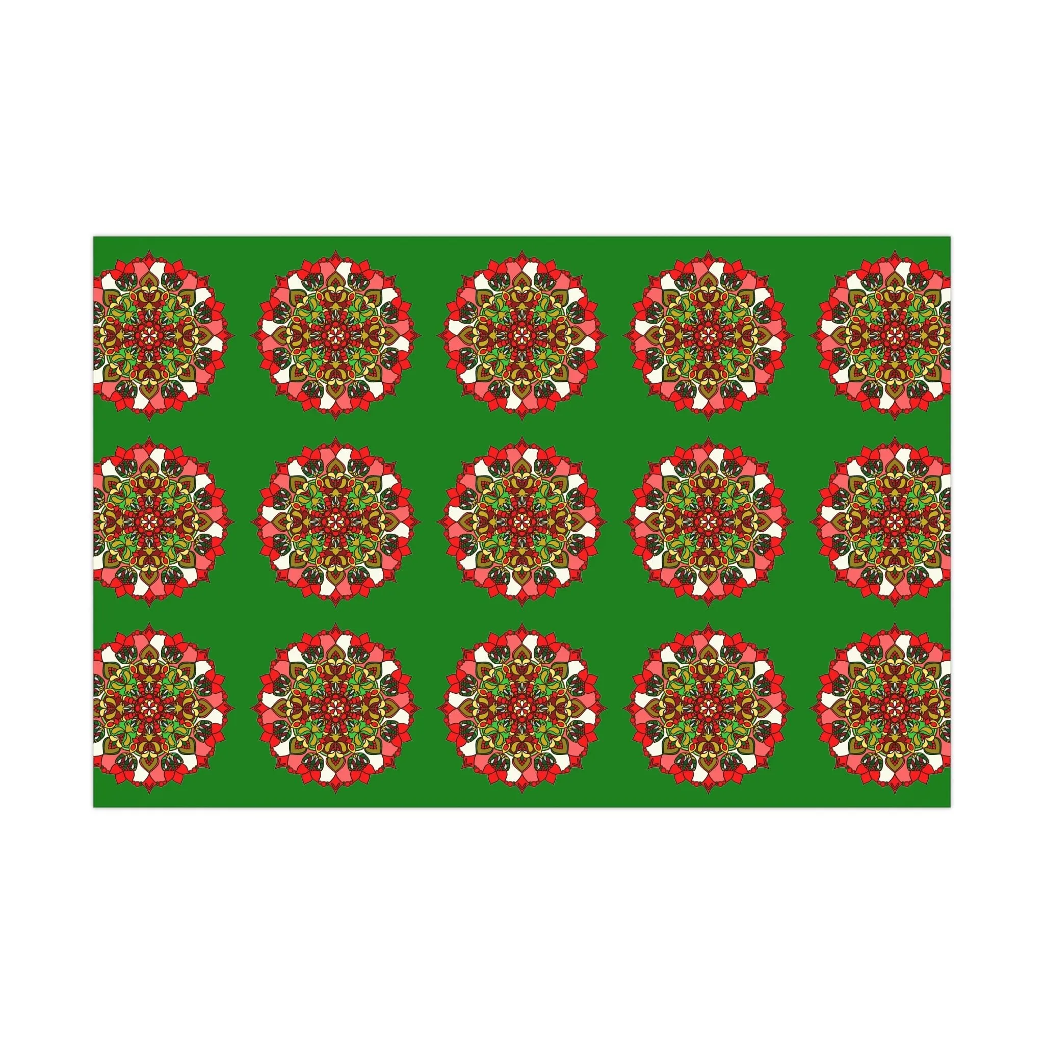 Green Mandala Gift Wrap Paper - Premium Quality Festive Design