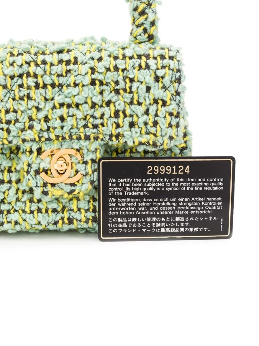 Green Tweed Mini Kelly Flap Bag