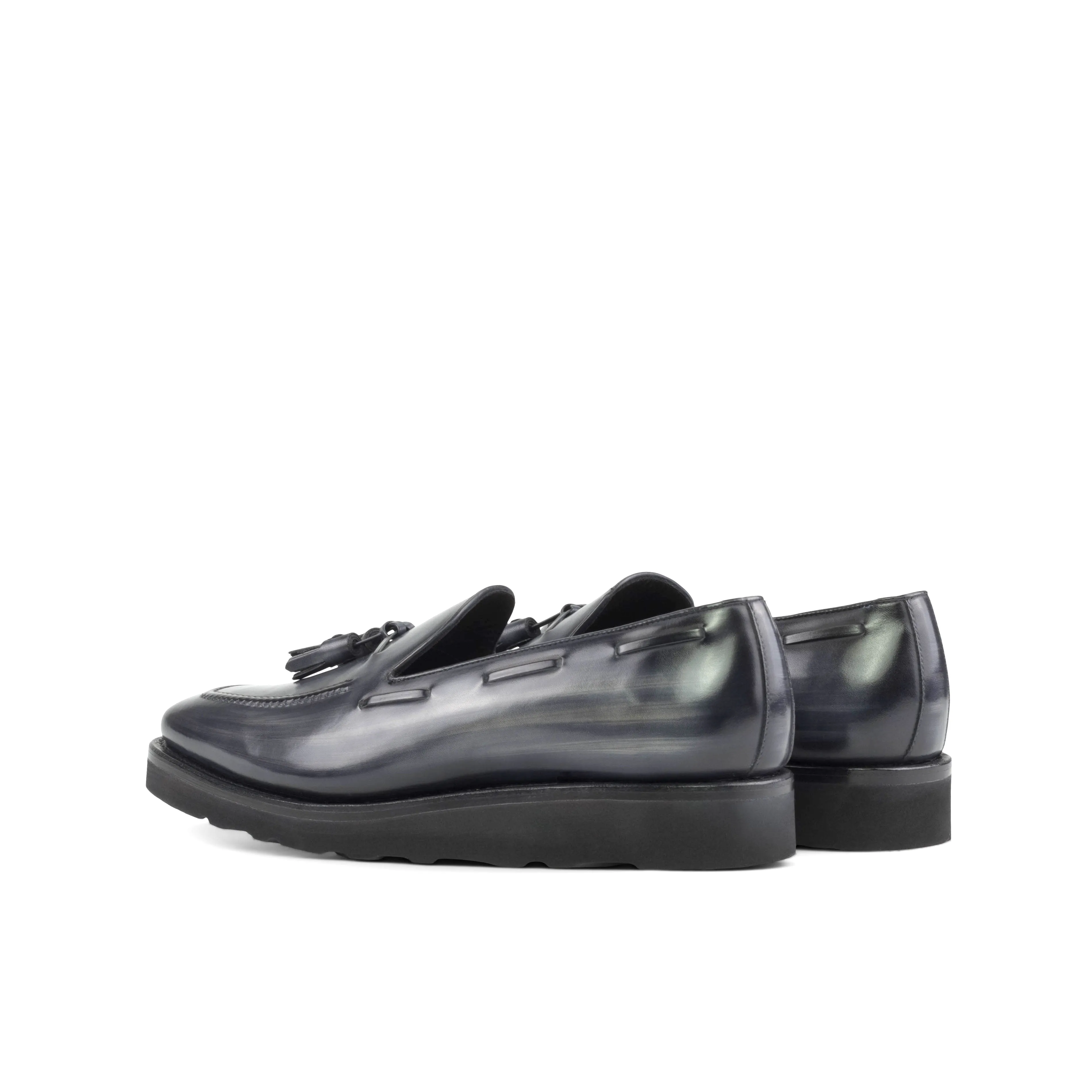 Grey Patina Leather Tassel Loafer