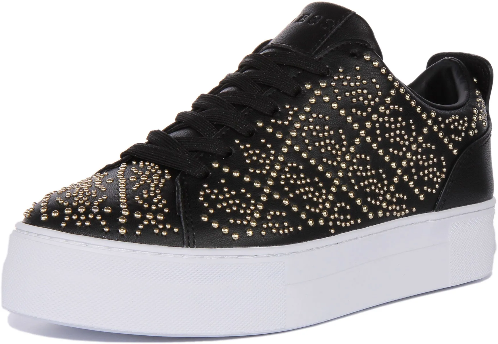 Guess Giaa In Black Gold Trainer For Women