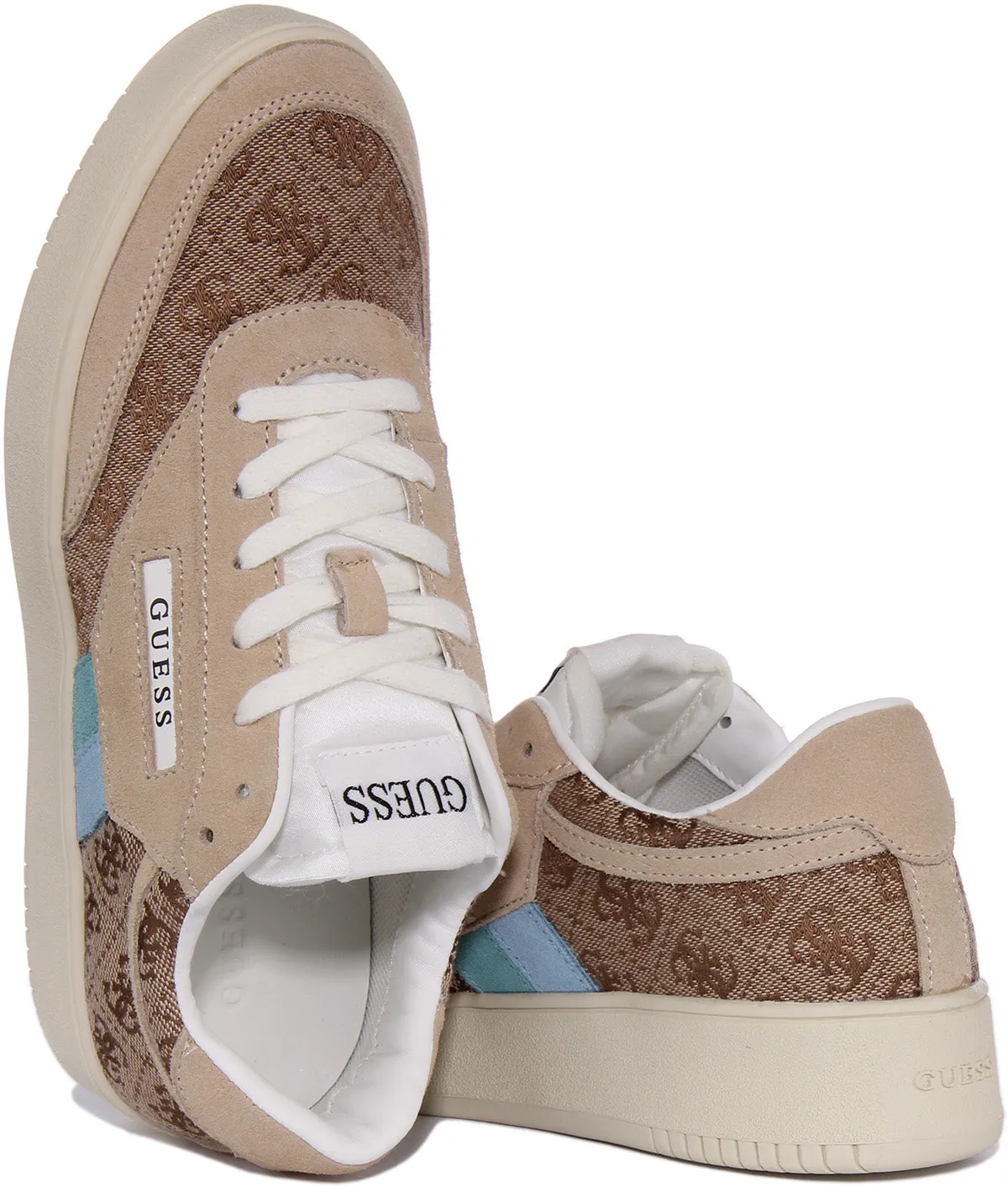 Guess Sisty 4G Trainers In Brown Blue For Women