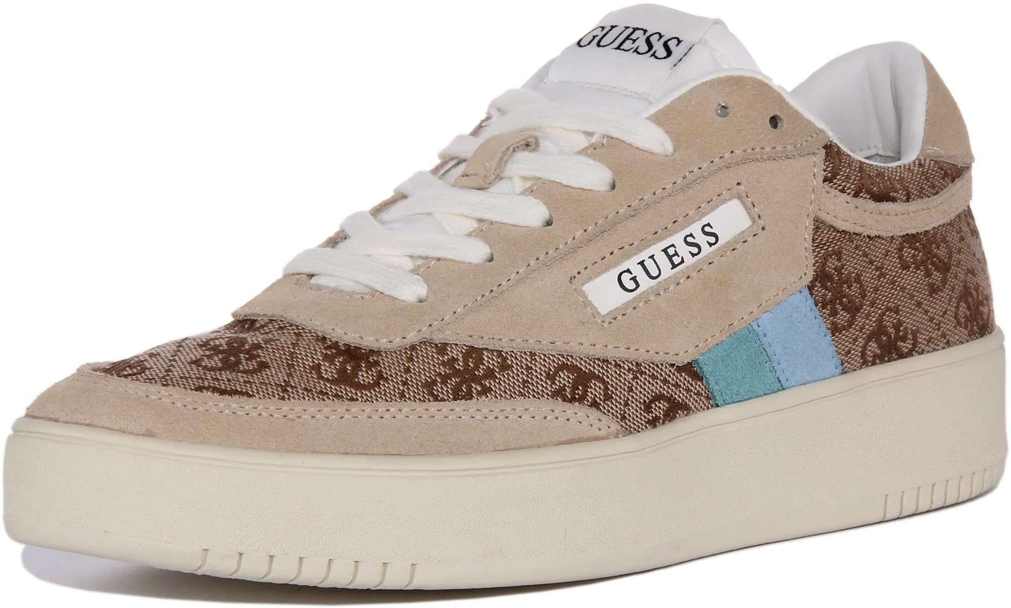 Guess Sisty 4G Trainers In Brown Blue For Women